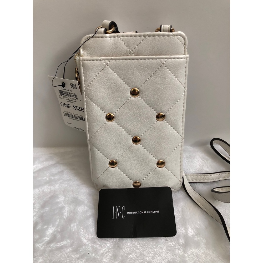INC International Concepts Ryan Stud Quilted Compact Phone Crossbody